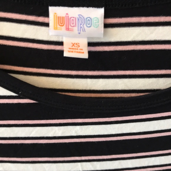 LULAROE PINK, BLACK, WHITE STRIPES DRESS BY SIZE SMALL - Picture 2 of 4